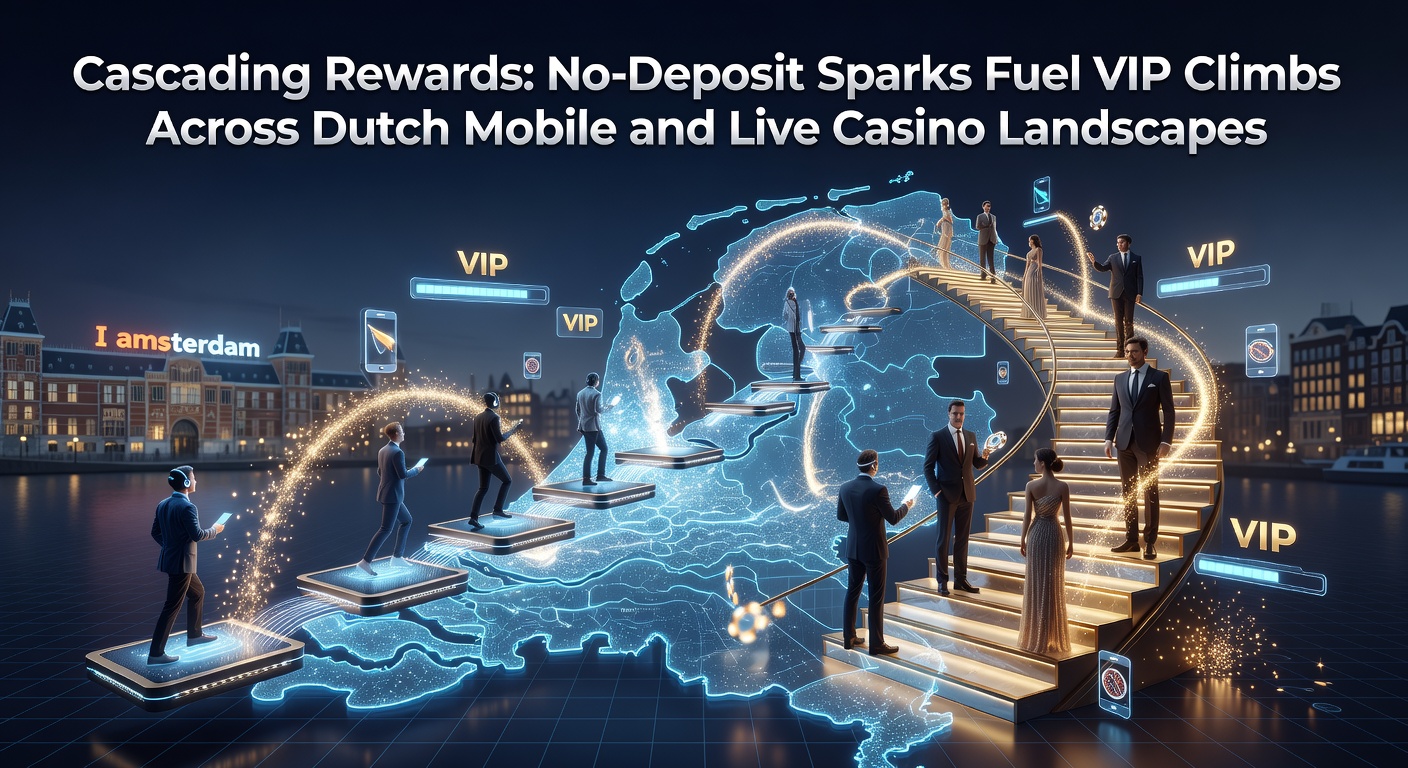 Speler die op mobiel casino VIP-niveau bereikt via no-deposit bonus, met Nederlandse vlag en casino-interface op scherm