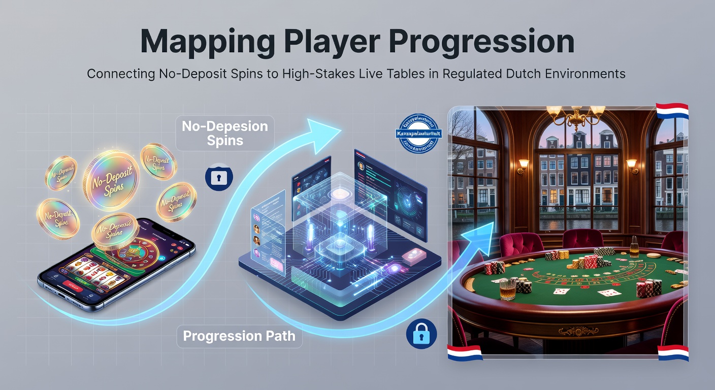 Illustratie van spelerprogressie van gratis spins naar high-stakes live tables in Nederlandse casino's