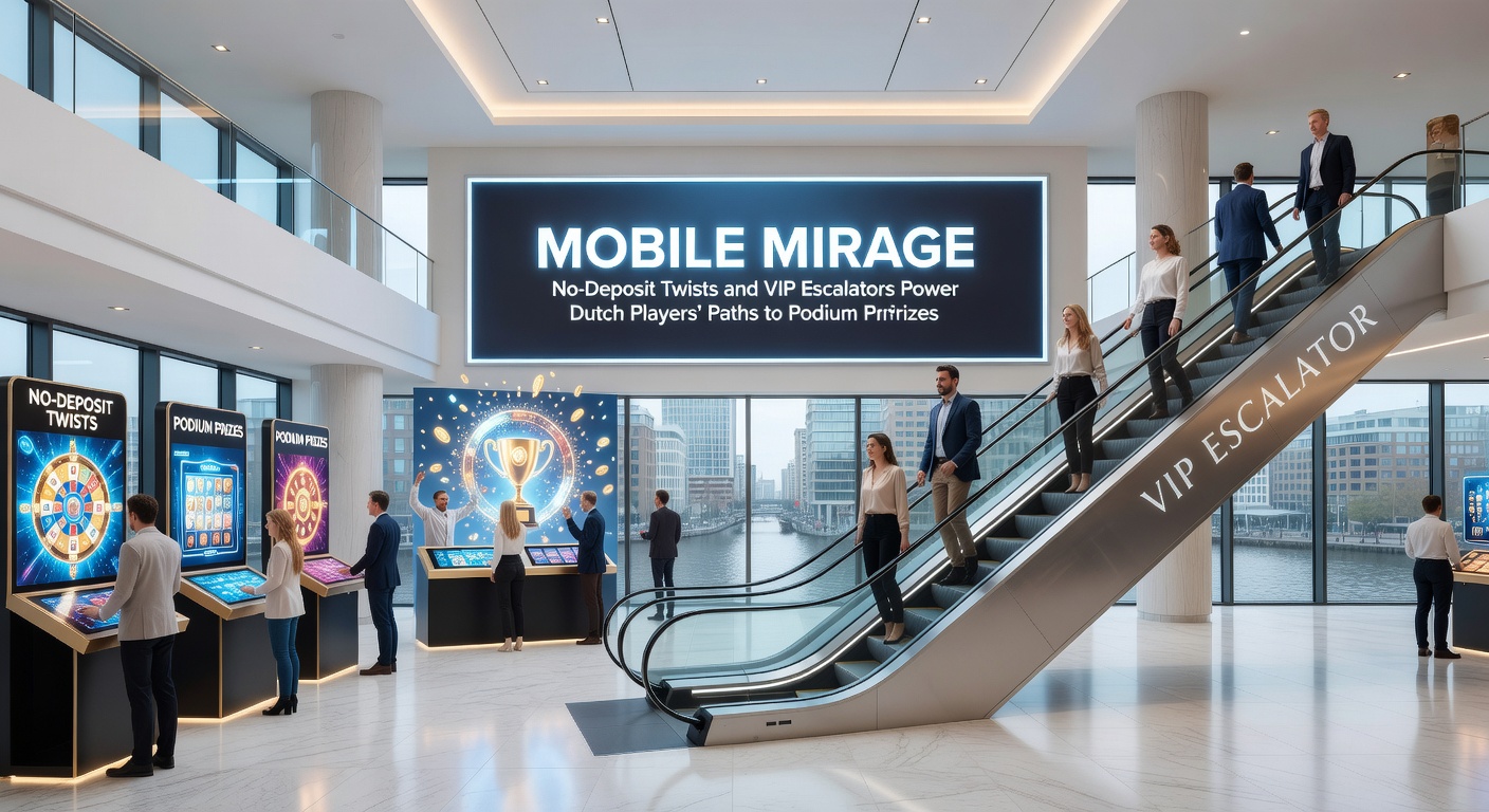 VIP-escalator grafiek op mobiel scherm met progressieve niveaus en podiumprijzen voor loyale Nederlandse gokkers