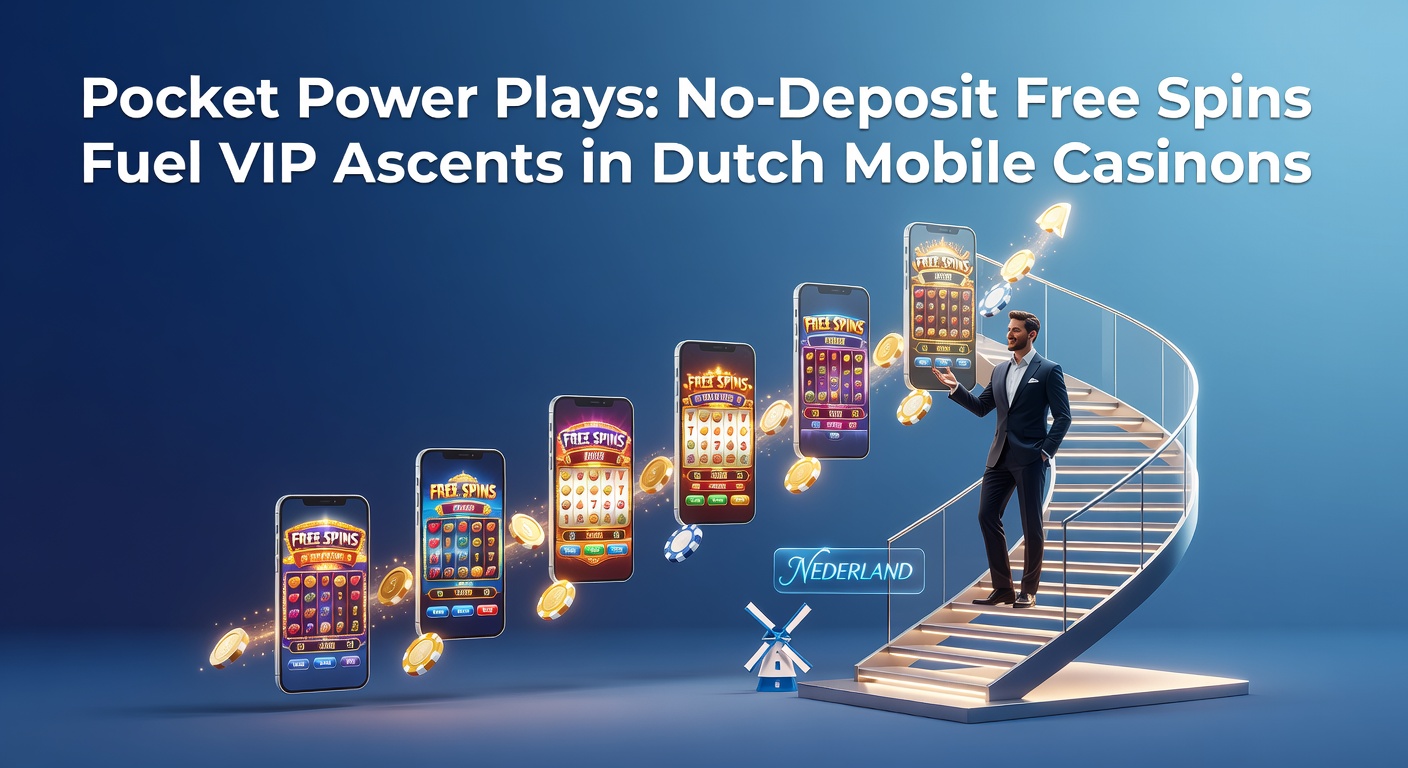 Mobiele casino-interface met kleurrijke free spins-banner en VIP-ladder op een smartphone-scherm, symboliserend snelle vooruitgang