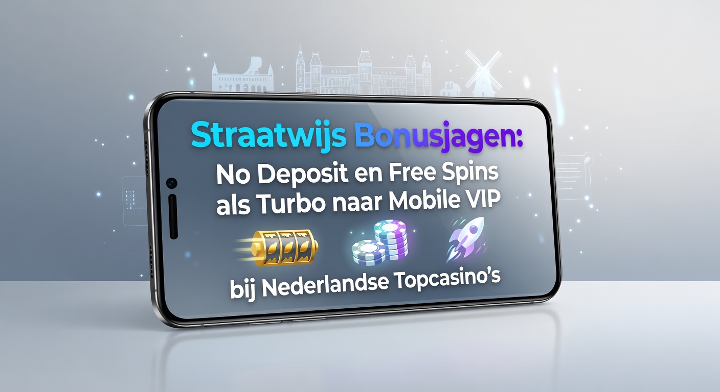 Speler op mobiel die bonusjacht inzet bij een Nederlands online casino, met VIP-ladder in de achtergrond