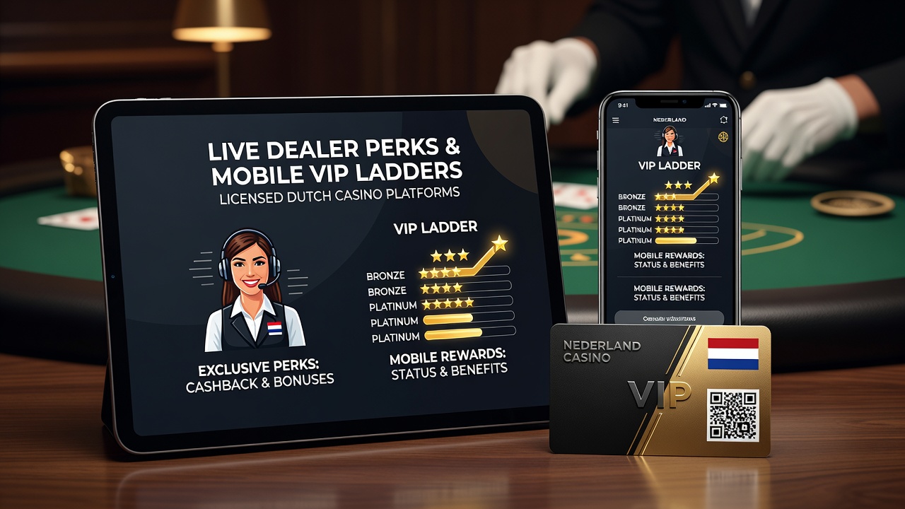 Mobiele VIP-ladder interface met live dealer integratie en beloningsstructuur