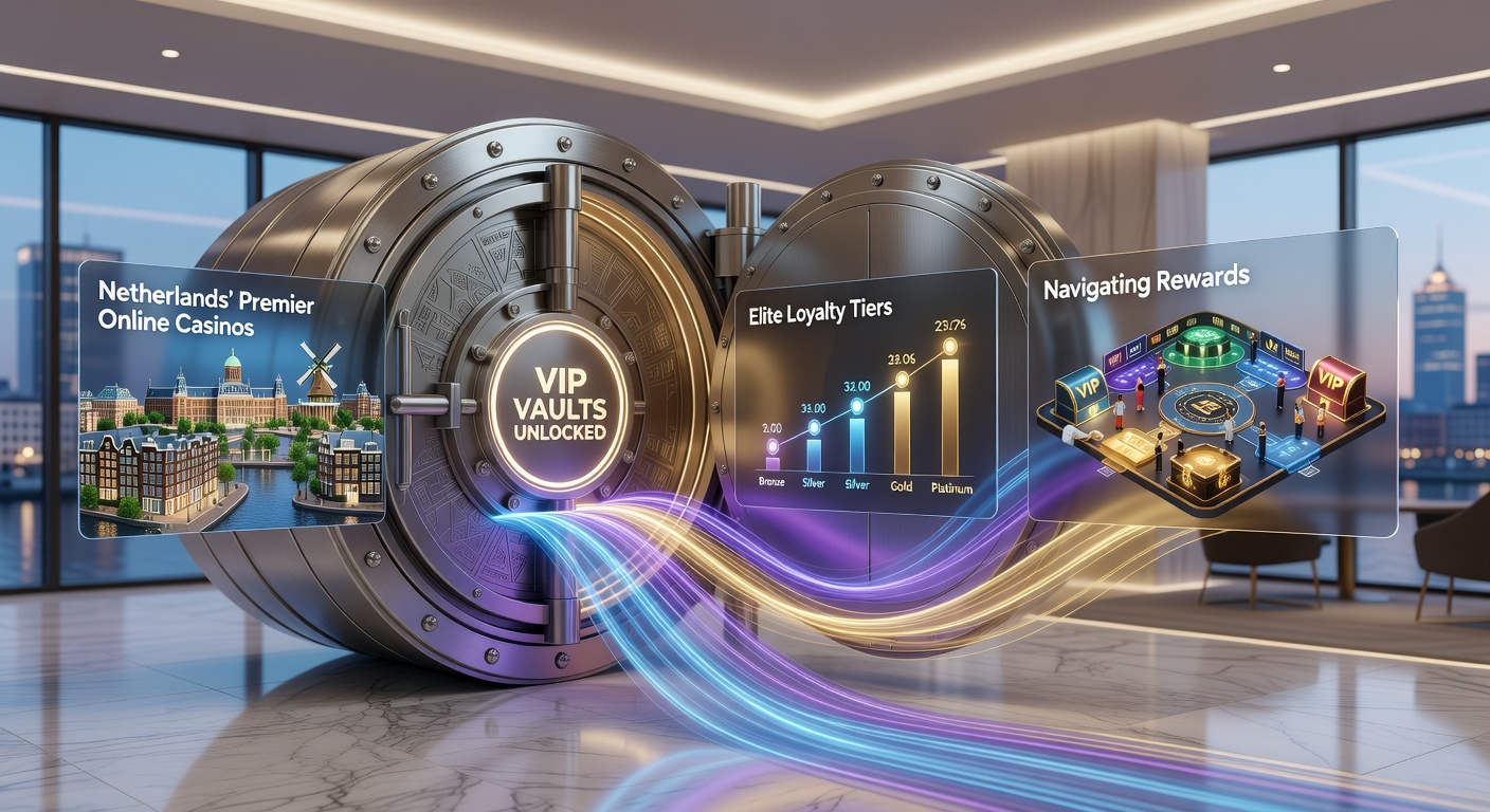 Afbeelding van een elegante VIP-tafel in een online casino met hoge inzetlimieten, persoonlijke hostess en symbolen van loyaliteitsbeloningen zoals diamanten en gouden kaarten